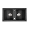 Granitna dvostruka umivaonika četvrtastog presjeka s sifonskim odvodom, crna