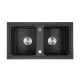 Granitna dvostruka umivaonika četvrtastog presjeka s sifonskim odvodom, crna