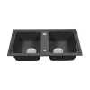 Granitna dvostruka umivaonika četvrtastog presjeka s sifonskim odvodom, crna