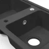 Granitna dvostruka umivaonika četvrtastog presjeka s sifonskim odvodom, crna
