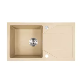   Okrugla umivaonica + granitna radna ploča s slavinom i sifonom, bež