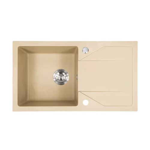 Okrugla umivaonica + granitna radna ploča s slavinom i sifonom, bež