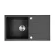 Gori okrugli sudoper + granitna radna ploča, sa siphonom, crni