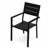 Set od 2 vrtne stolice, metalni okvir, plastično sjedalo, crne